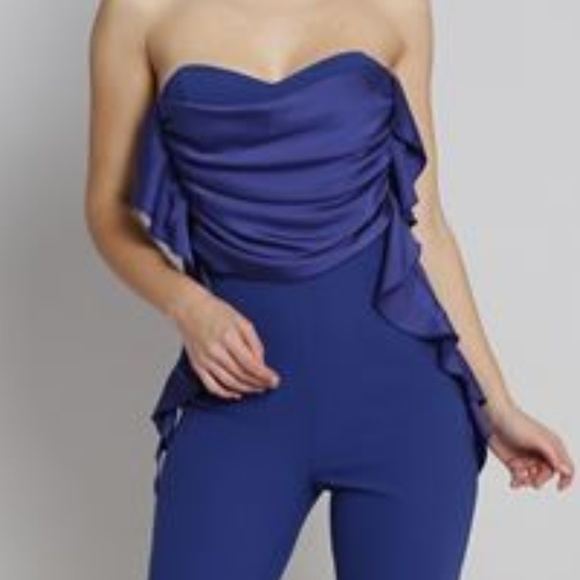 LAST ONE Cobalt Blue Strapless Jumpsuit (Tall) - Picture 2 of 7